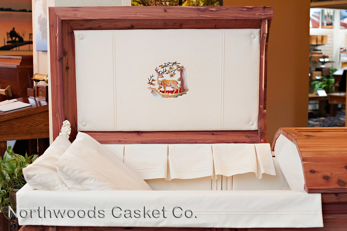 Embroidered Casket Cap Panel Insert – Northwoods Casket Company
