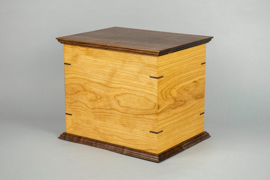 Cherry and Walnut Cremation Urn in Craftsman Style, Companion Size