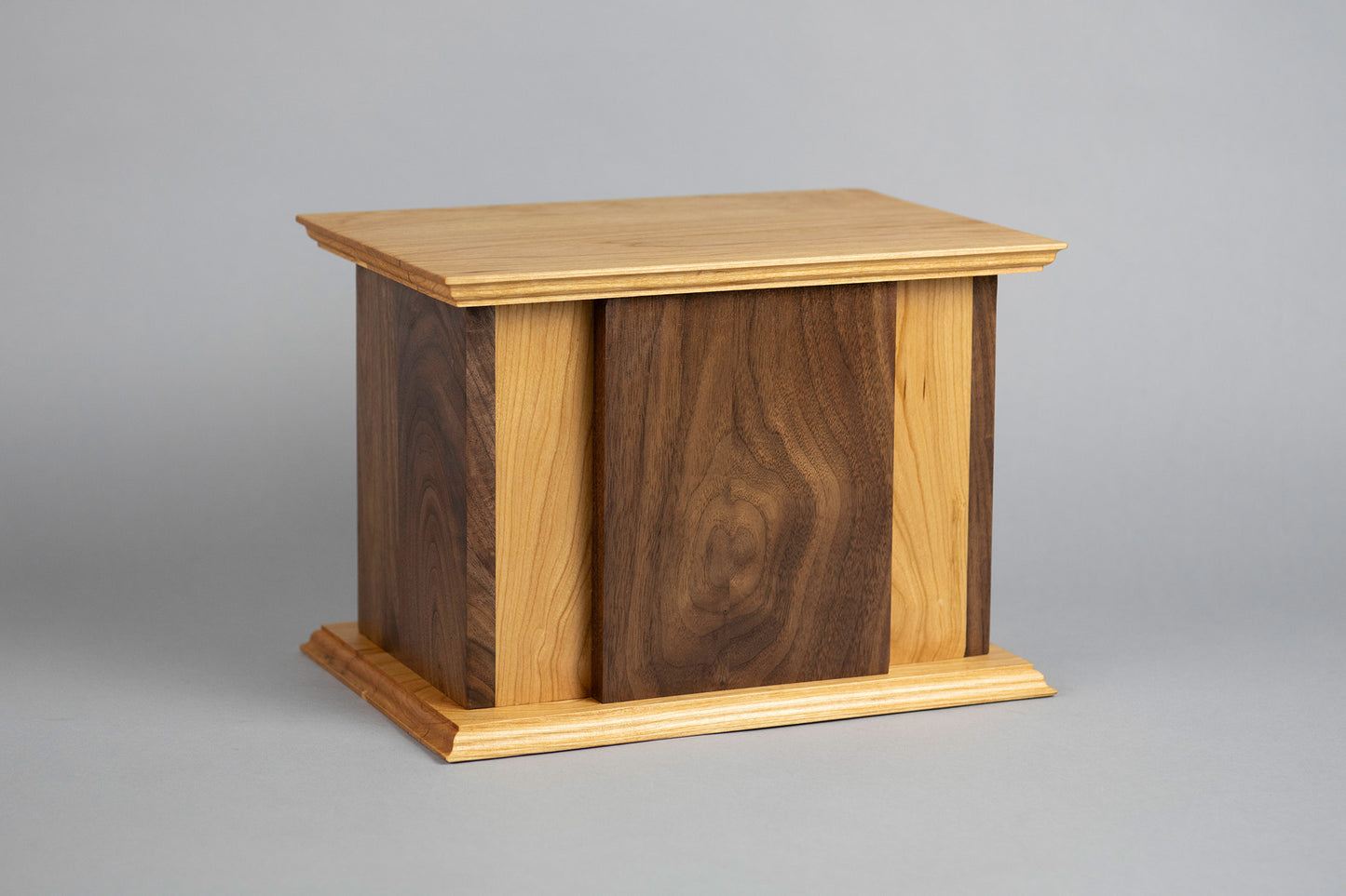 Walnut and Cherry Cremation Urn in Craftsman Style, Large Adult Size