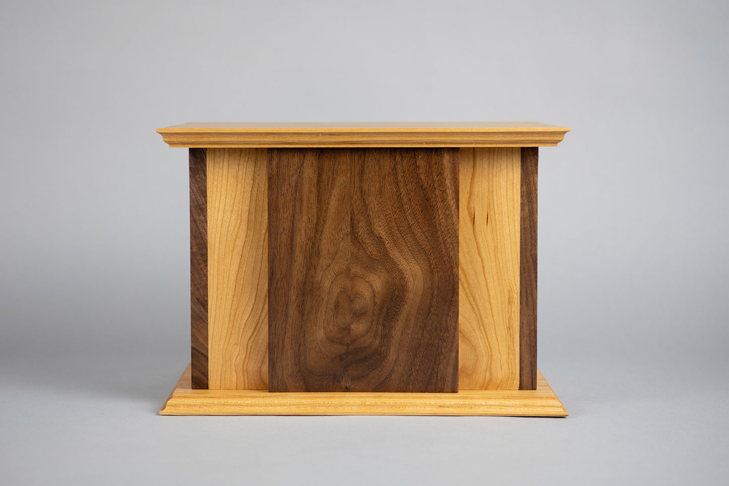 Walnut and Cherry Cremation Urn in Craftsman Style, Large Adult Size