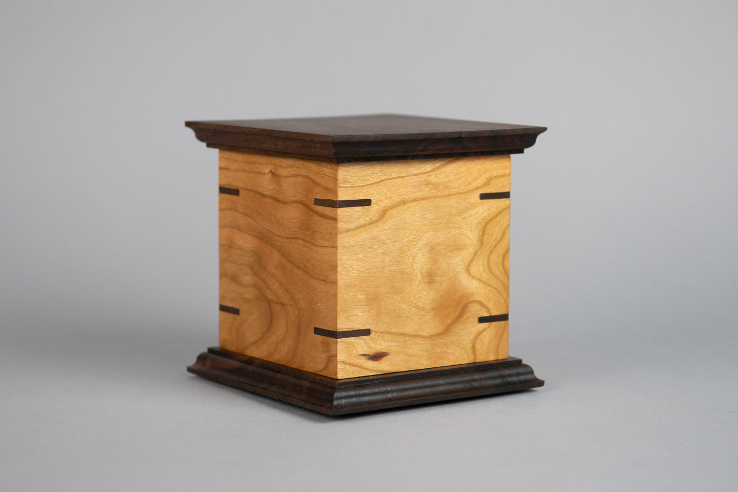 Cherry and Walnut Cremation Urn in Craftsman Style, Sharing Size, Medium