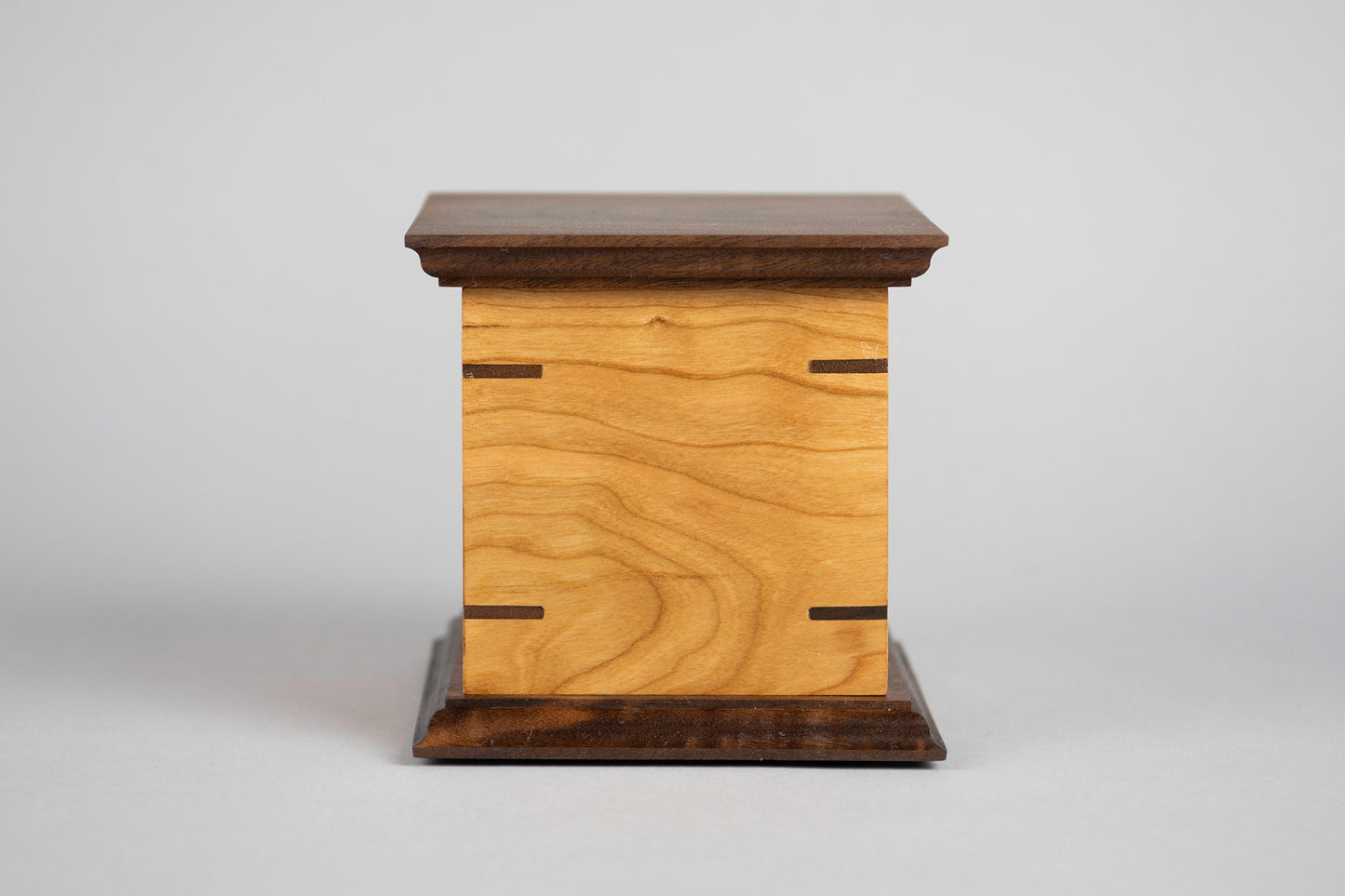 Cherry and Walnut Cremation Urn in Craftsman Style, Sharing Size, Medium