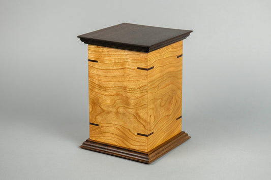 Cherry and Walnut Cremation Urn in Craftsman Style, Sharing Size, Large