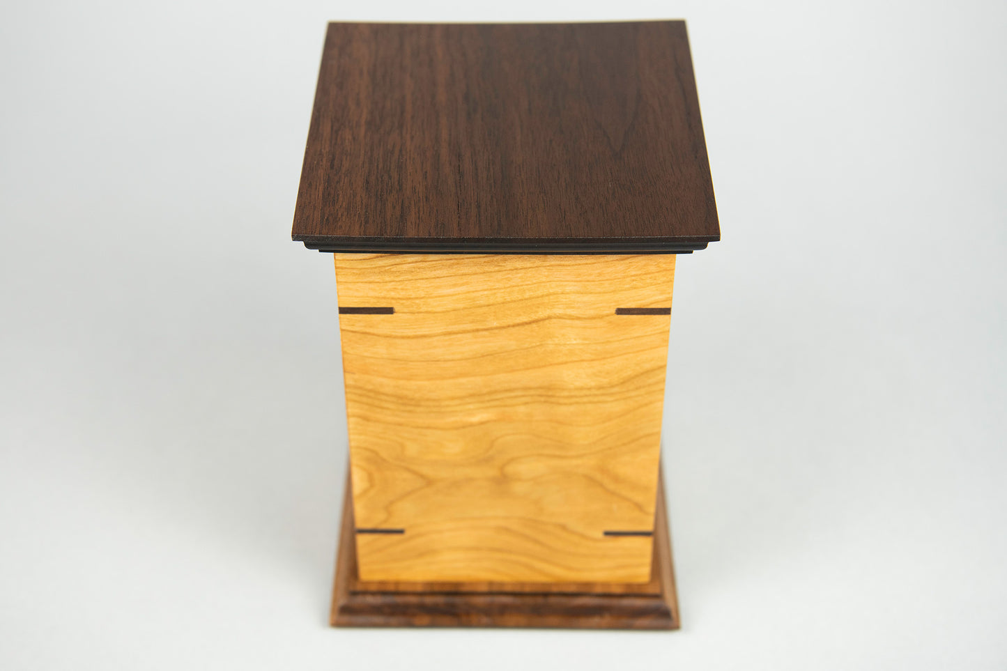 Cherry and Walnut Cremation Urn in Craftsman Style, Sharing Size, Large