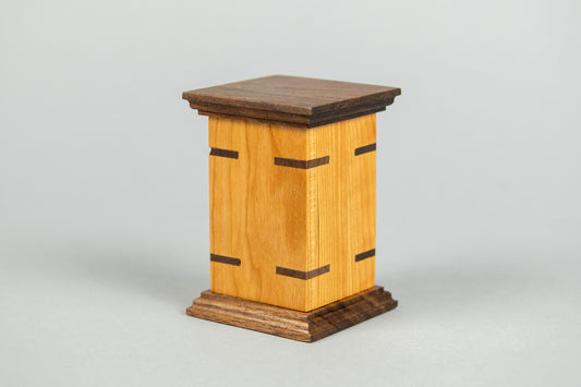 Cherry and Walnut Cremation Urn in Craftsman Style, Sharing Size, Small, Keepsake