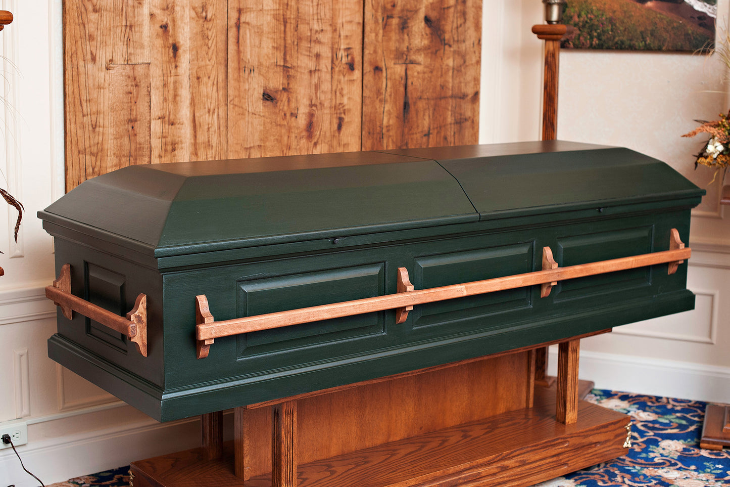 Craftsman Pine Casket in Handpainted Emerald Green