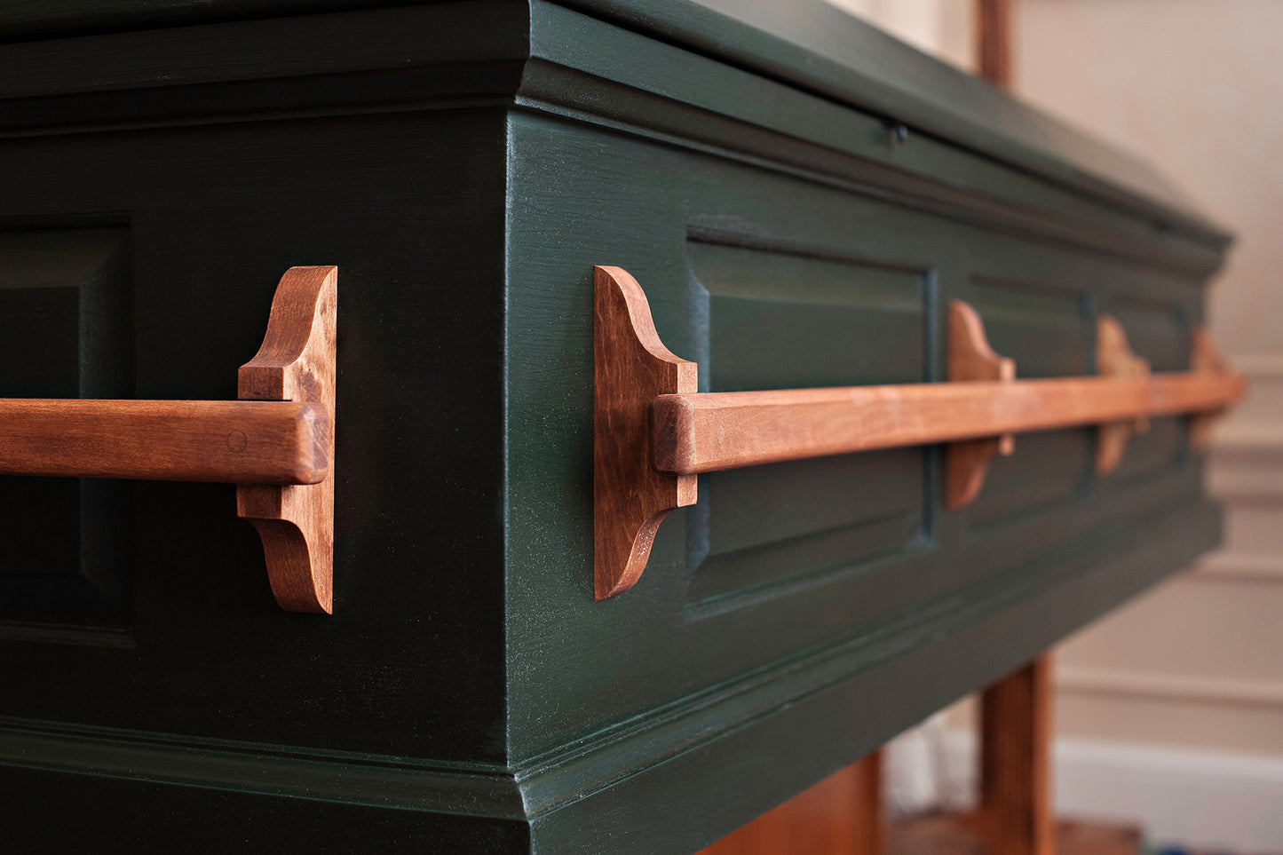 Craftsman Pine Casket in Handpainted Emerald Green