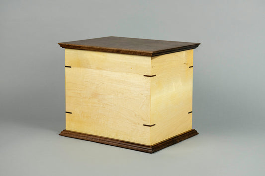 Maple and Walnut Cremation Urn in Craftsman Style, Companion Size