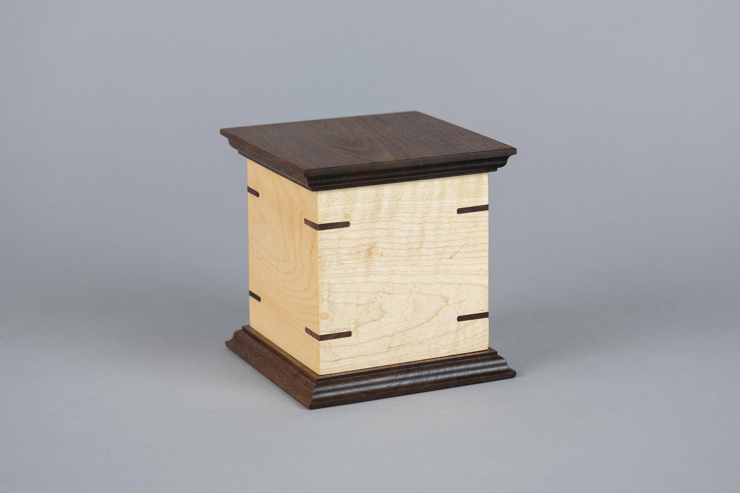 Maple and Walnut Cremation Urn in Craftsman Style, Sharing Size, Medium