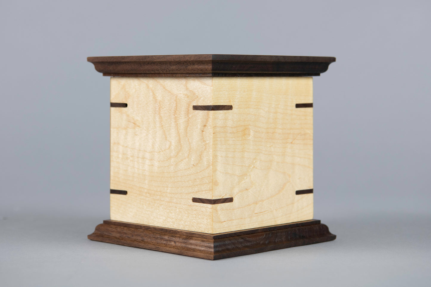 Maple and Walnut Cremation Urn in Craftsman Style, Sharing Size, Medium