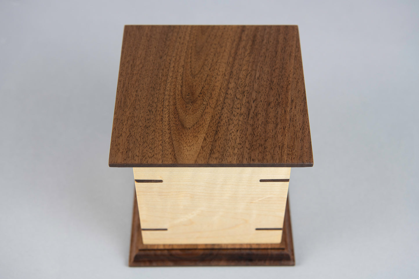 Maple and Walnut Cremation Urn in Craftsman Style, Sharing Size, Medium