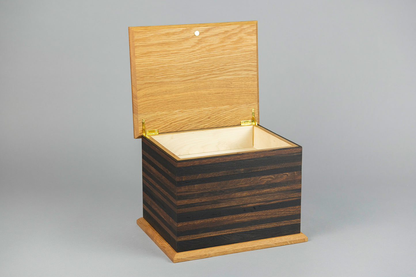 Wine and Whiskey Barrel Aged Oak Cremation Urn, Standard Adult Size, Memento