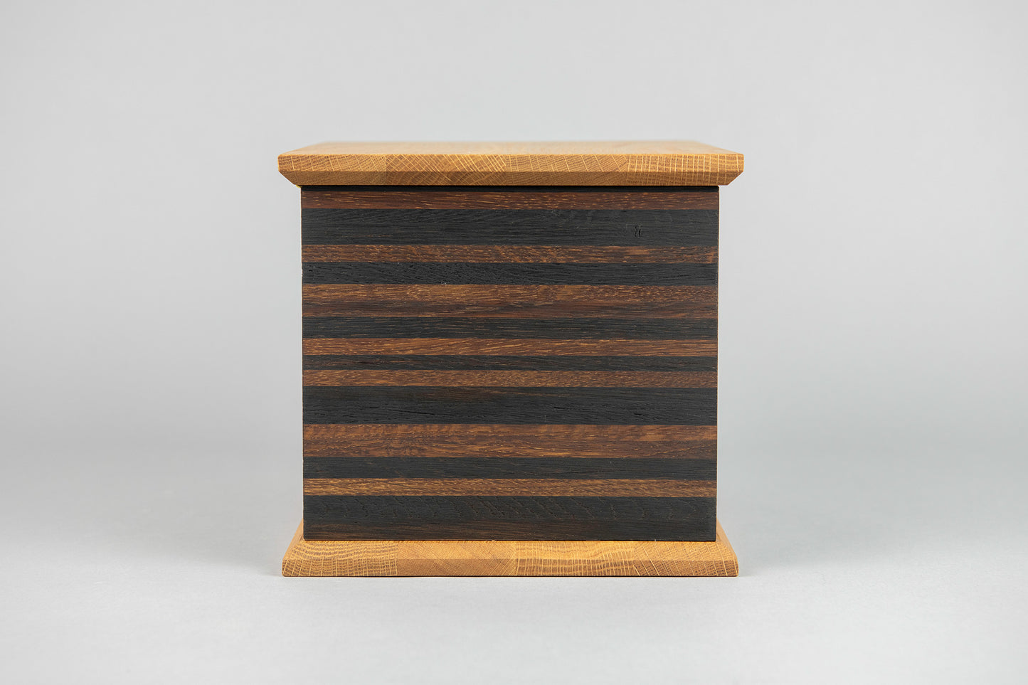 Wine and Whiskey Barrel Aged Oak Cremation Urn, Standard Adult Size, Memento