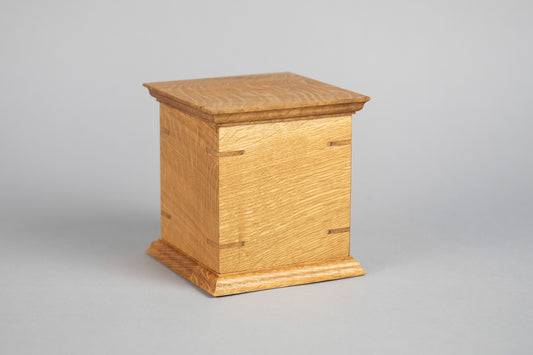 Quarter Sawn White Oak Cremation Urn in Craftsman Style, Sharing Size, Medium