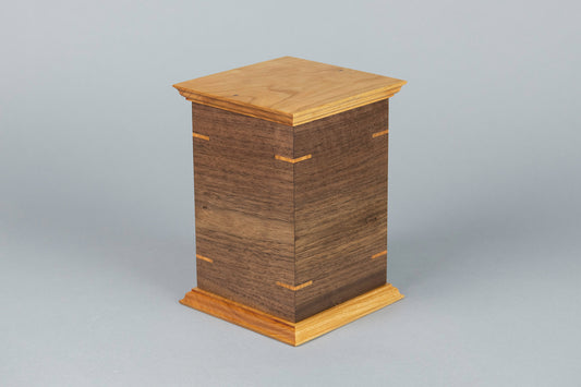 Walnut and Cherry Cremation Urn in Craftsman Style, Sharing Size, Large