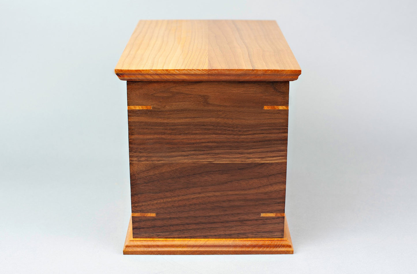 Walnut and Cherry Cremation Urn in Craftsman Style, Standard Adult Size