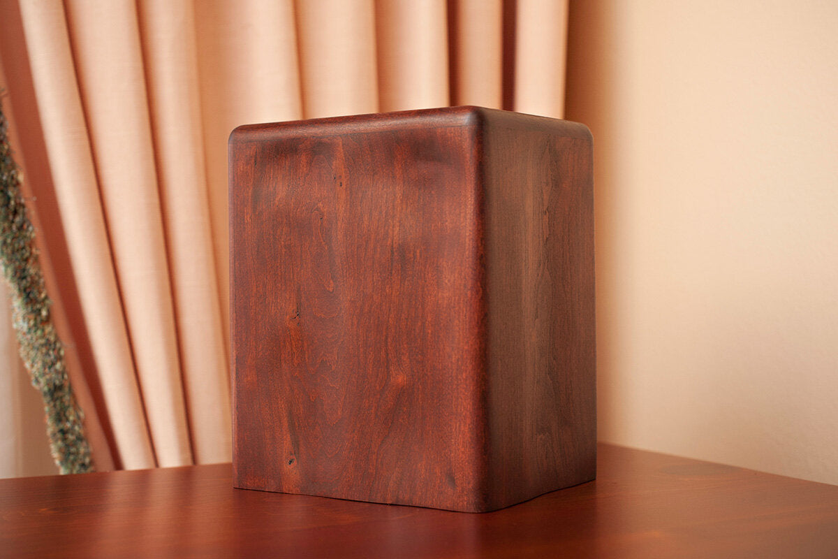 Rustic Cherry Cremation Urn, Standard Adult Size