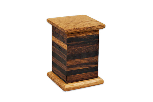 Keepsake Barrel Aged Oak Cremation Urn for Sharing