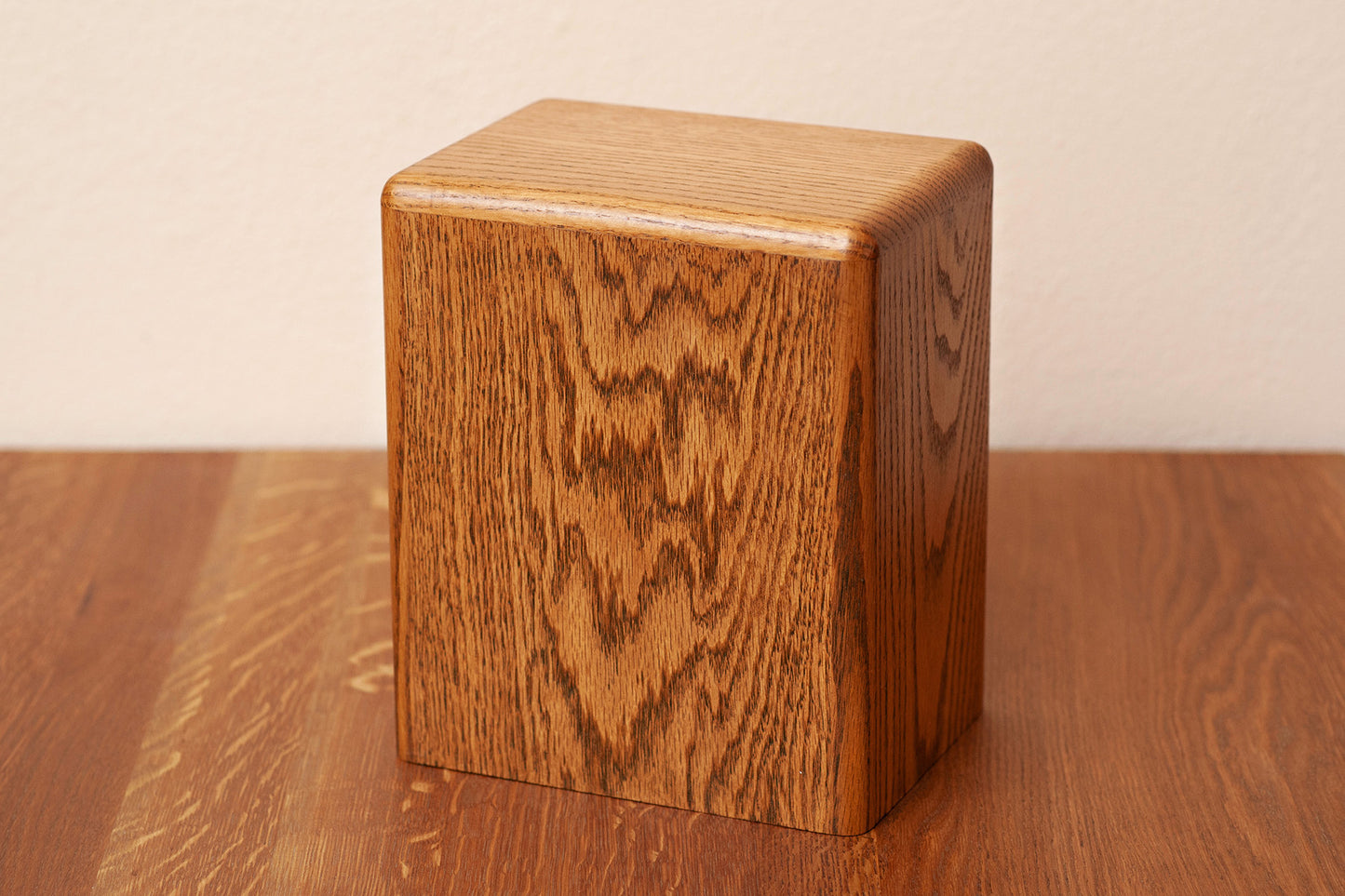 Oak Cremation Urn in Prudence Style, Standard Adult Size