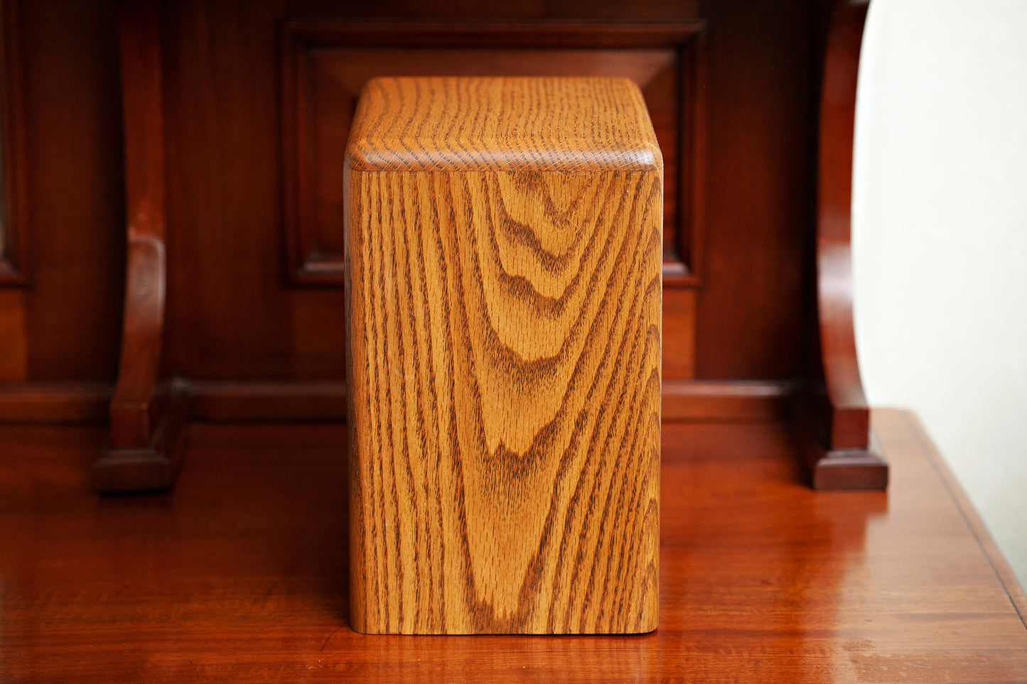 Oak Cremation Urn in Prudence Style, Standard Adult Size