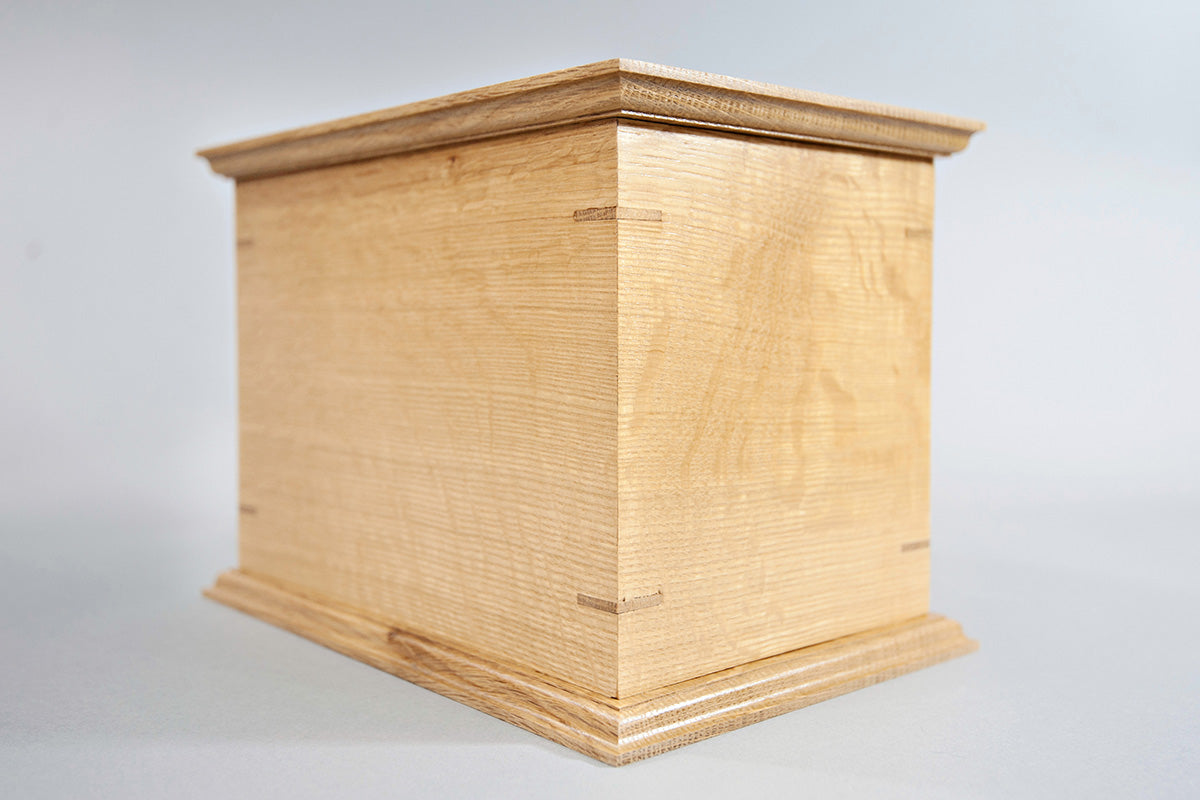 Quarter Sawn White Oak Cremation Urn in Craftsman Style, Standard Adult Size